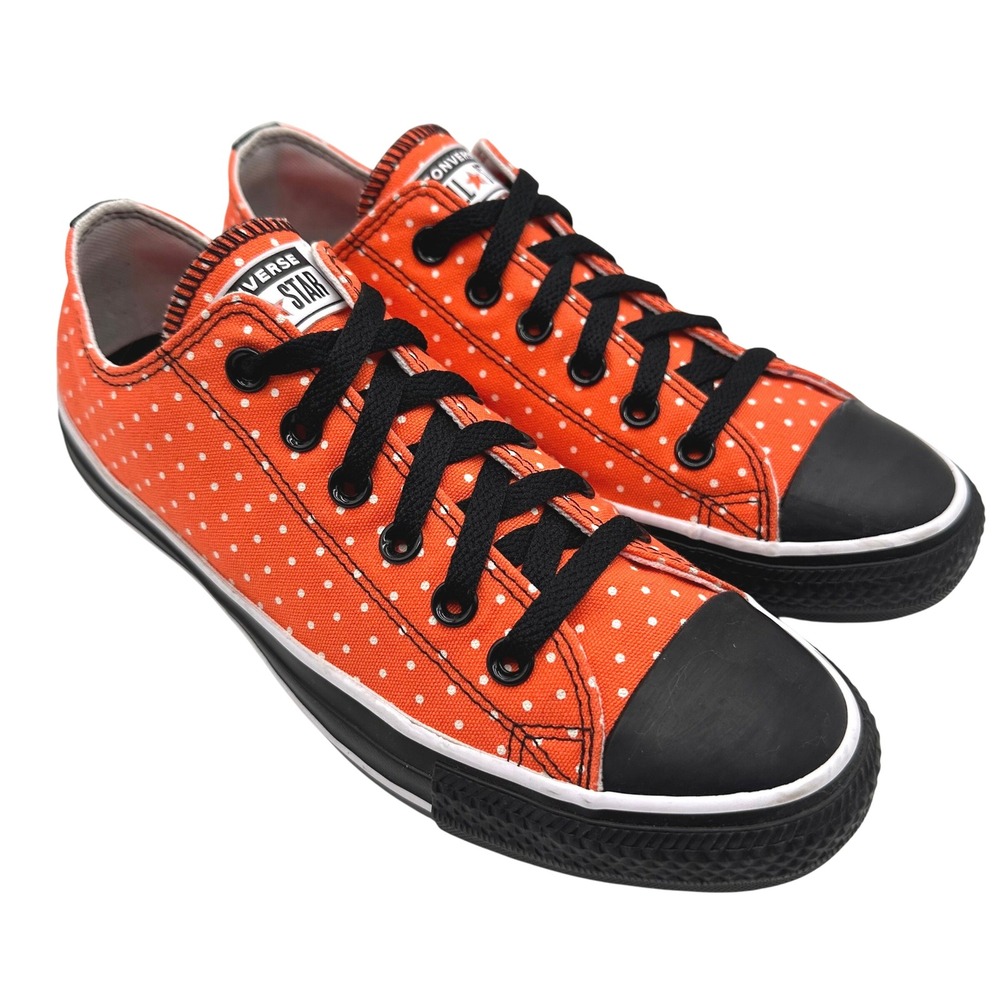 Converse Chuck Taylor All Star Orange Polka Dot Heart Low Top Sneakers 8.5